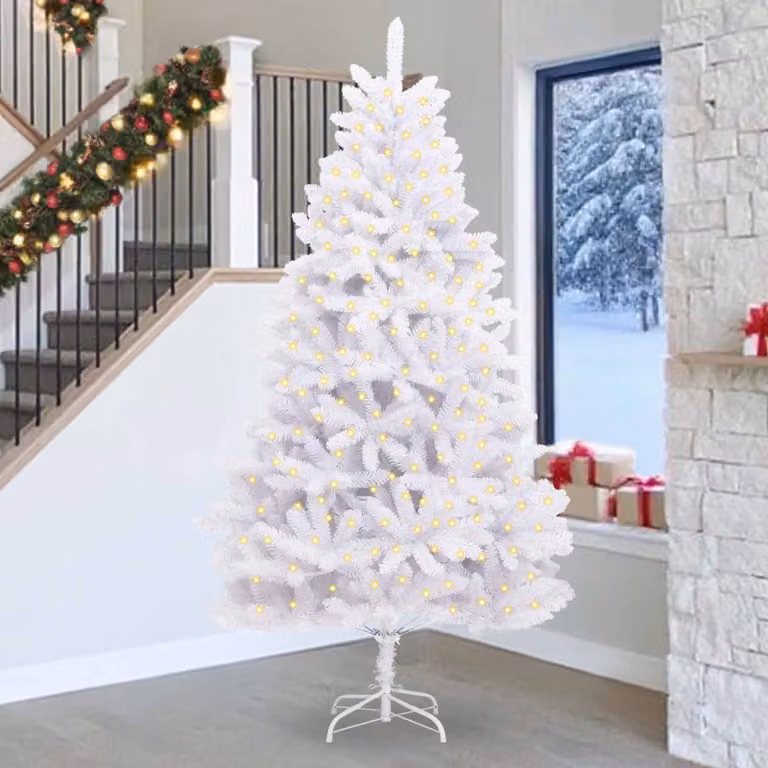 vidaXL Albero di Natale artificiale 300 LED PVC e Acciaio Bianco
