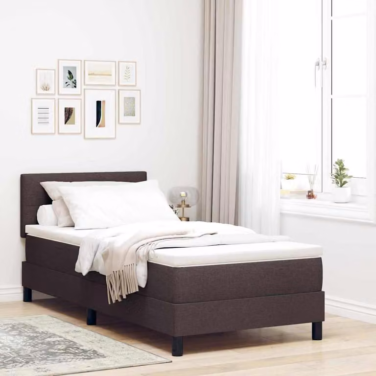 Maison Exclusive - Letto a molle con materasso Marrone Scuro 90 x 200 cm Tessuto