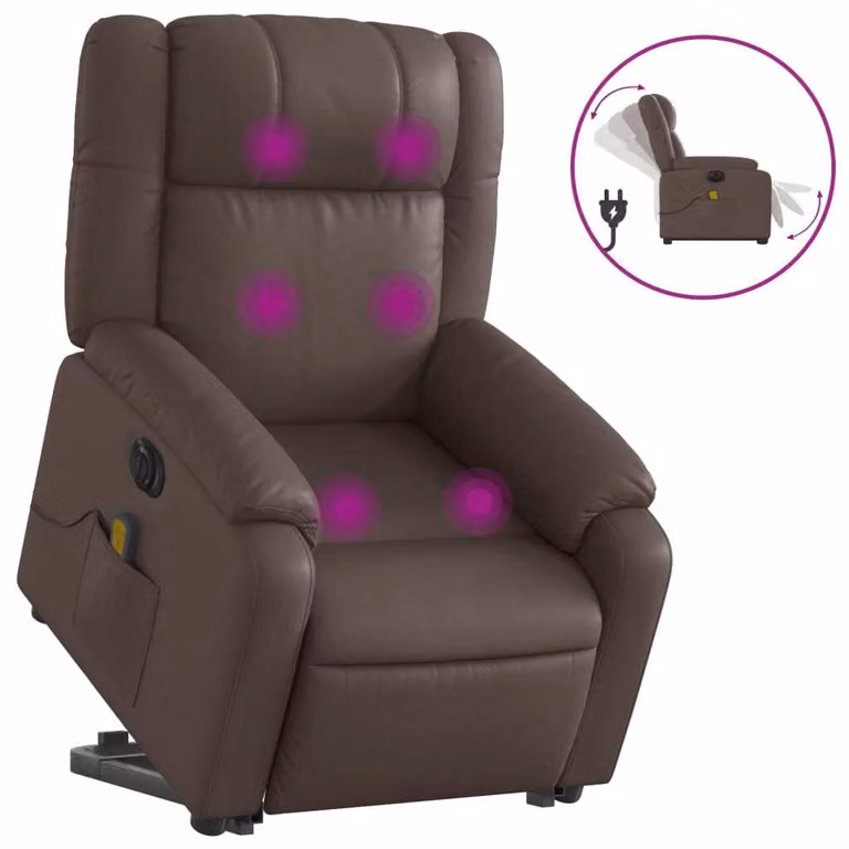 SYFAX™ Poltrona Alzapersona Elettrica Reclinabile Marrone Pelle finta