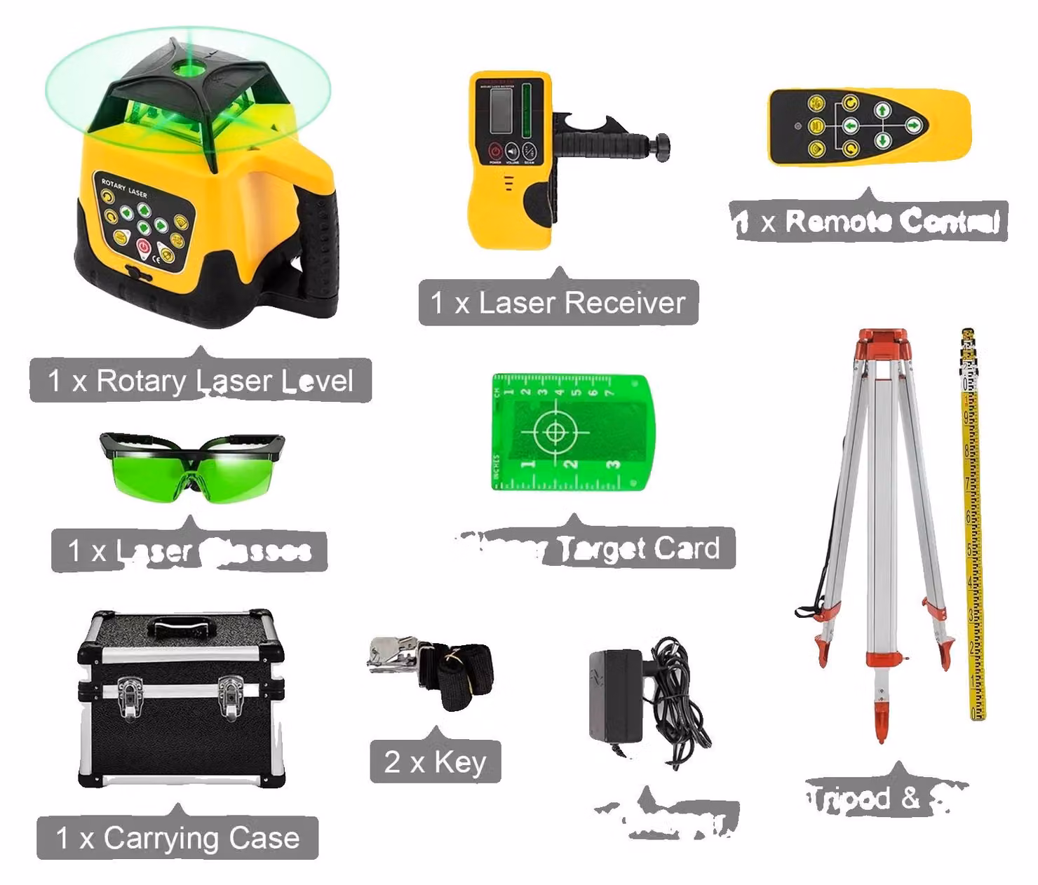 Laser rotante, misurazione di alta precisione, ampio raggio di scansione, set di fasci rossi, modello 2