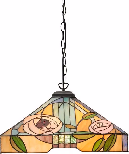 Lampada a sospensione Tiffany WILLOW in vetro multicolore e metallo con 3 x E27