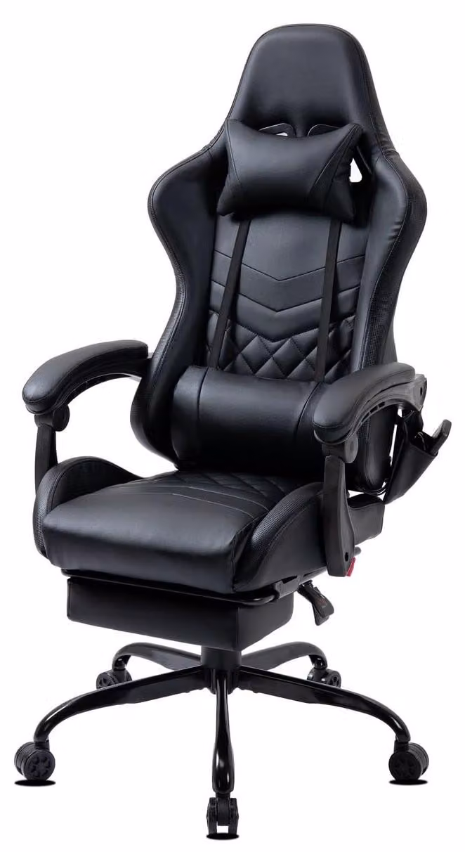 Sedia da ufficio con funzione massaggio - Comfort ergonomico - Capacità massima di carico: 150 kg - Rivestimento in ecopelle nera