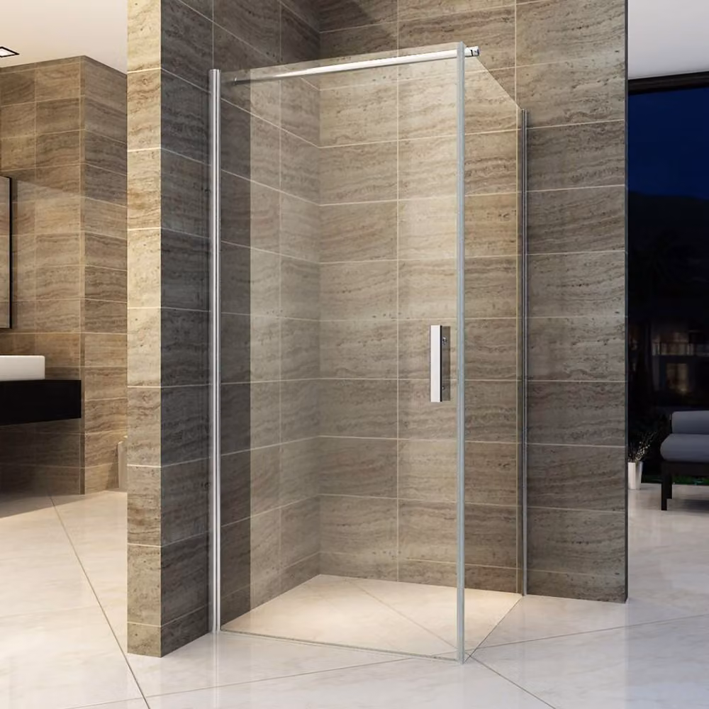 Cabina doccia angolare Aloni con porta a battente, vetro trasparente da 6 mm, 80x80x190 cm