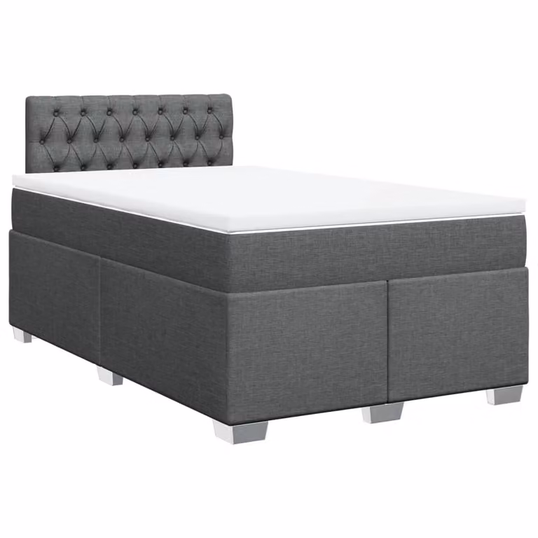 Giroletto a Molle con Materasso Grigio Scuro 120x190cm Tessuto