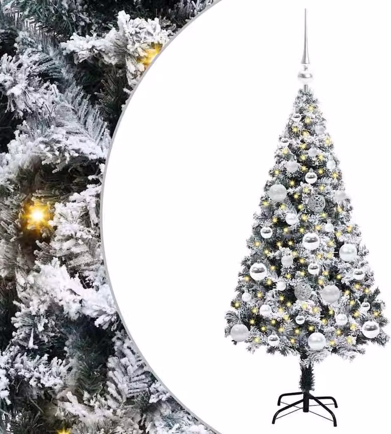 Albero di Natale artificiale a 150 LED con supporto verde 120 cm