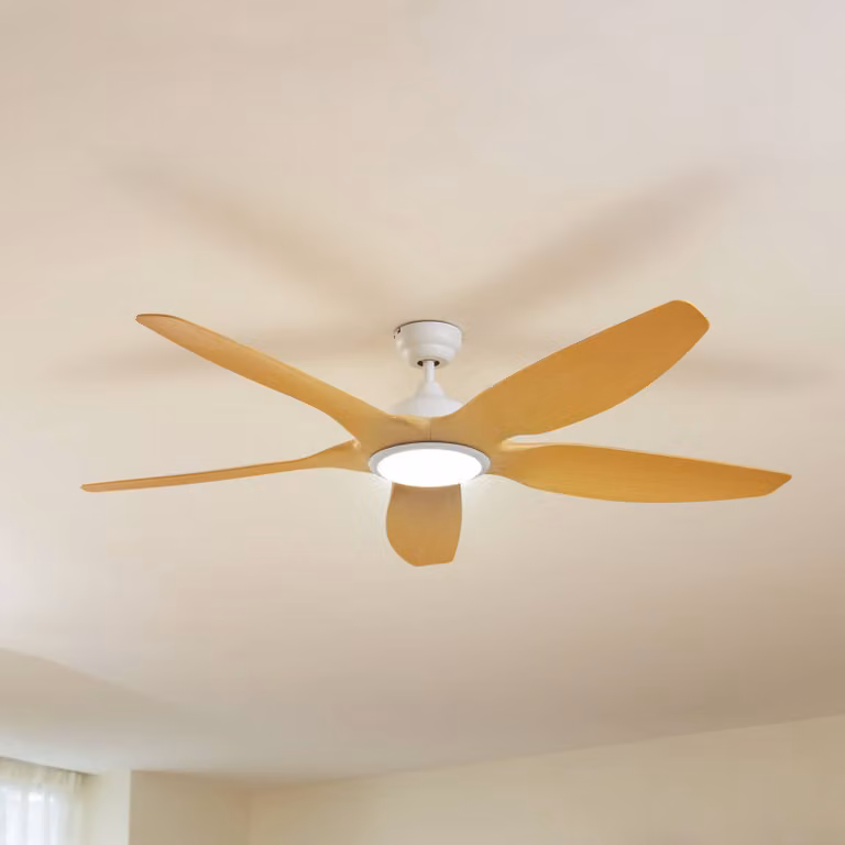 Lucande Ventilatore da soffitto LED Omendo, bianco, DC, silenzioso, CCT Omendo Lucande, dimmerabile, Bianco / Opale, Soggiorno / Sala da pranzo, Metallo, Moderno