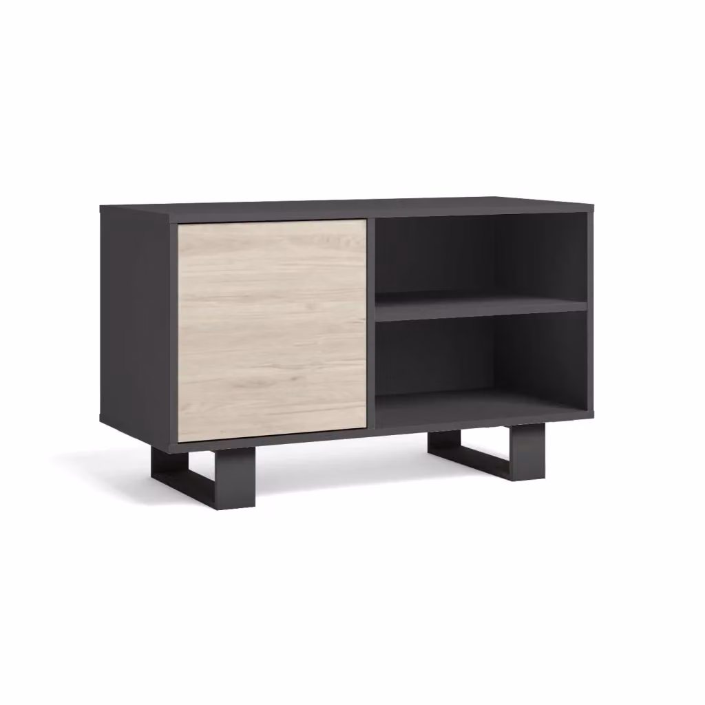 Mobile TV Wind RF1002 SKRAUT HOME per soggiorno e sala da pranzo, colore Grigio Antracite e Rovere, L/P/H: 95 x 40 x 57 cm – 2