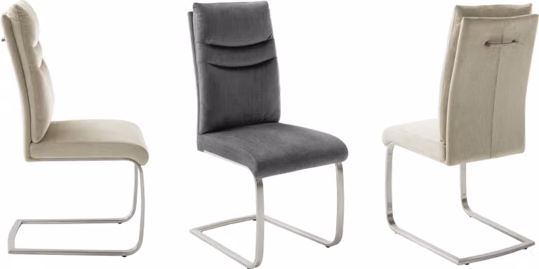 Sedia a sbalzo >GIBARA< (set da 2) con maniglia, acciaio inossidabile, rivestimento antracite - 46x105x62 (LxAxP)