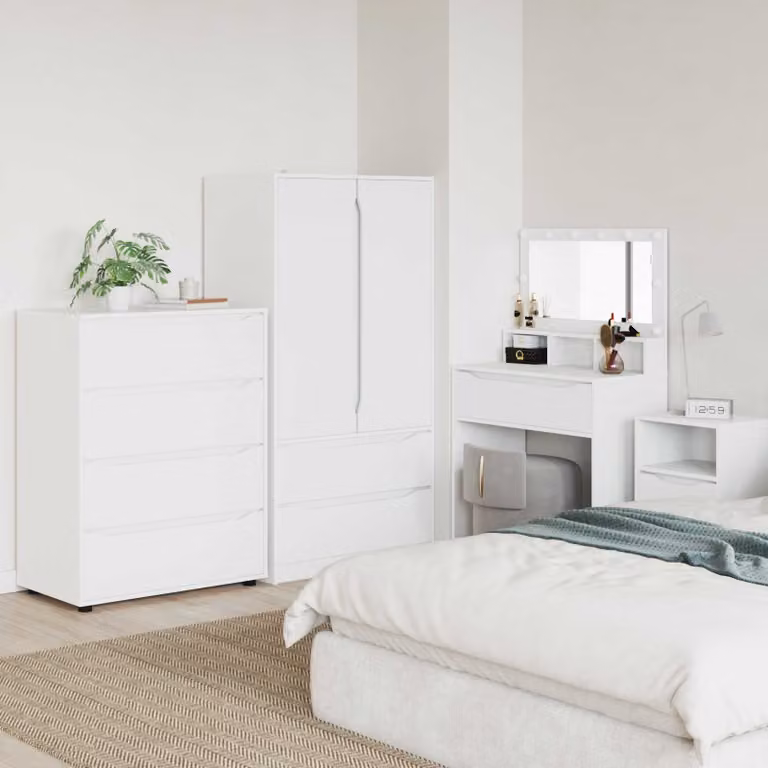 Set di 2 armadi di stoccaggio freestanding vidaXL in legno MDF bianco opaco L/P/H: 80 x 48 x 105 cm