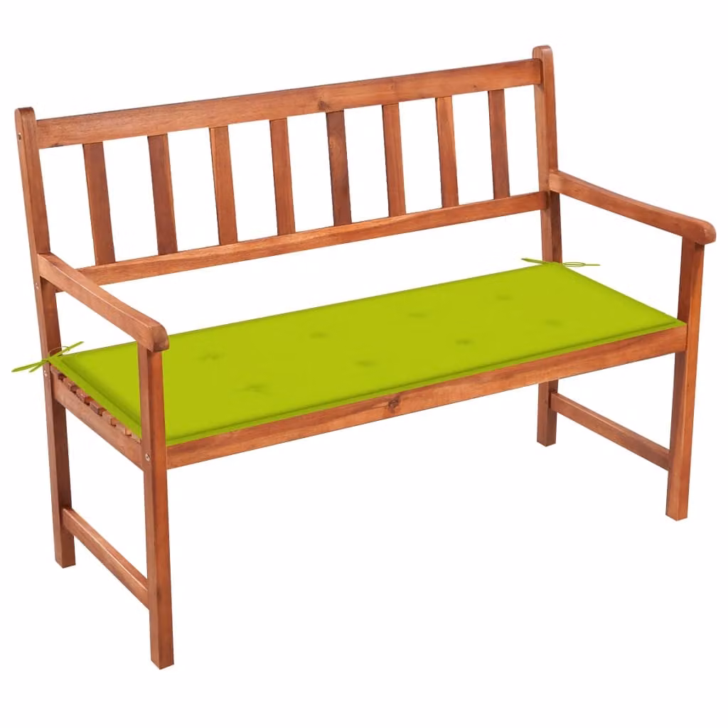 Panchina da giardino con cuscino 120 cm in legno massiccio di acacia