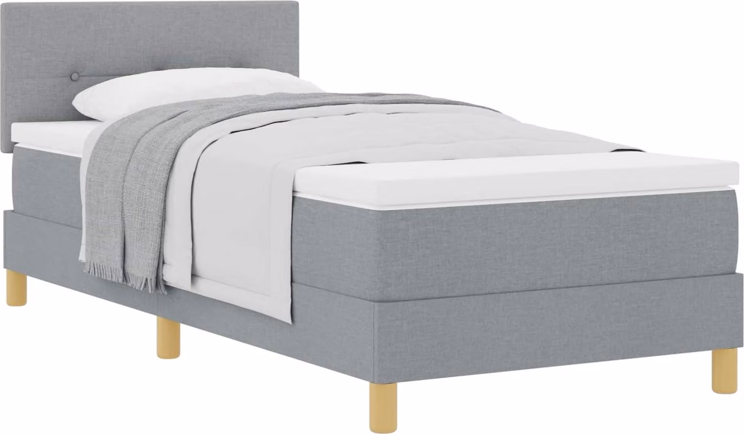 Letto a molle con cuscino Grigio chiaro 100 x 200 cm Tessuto