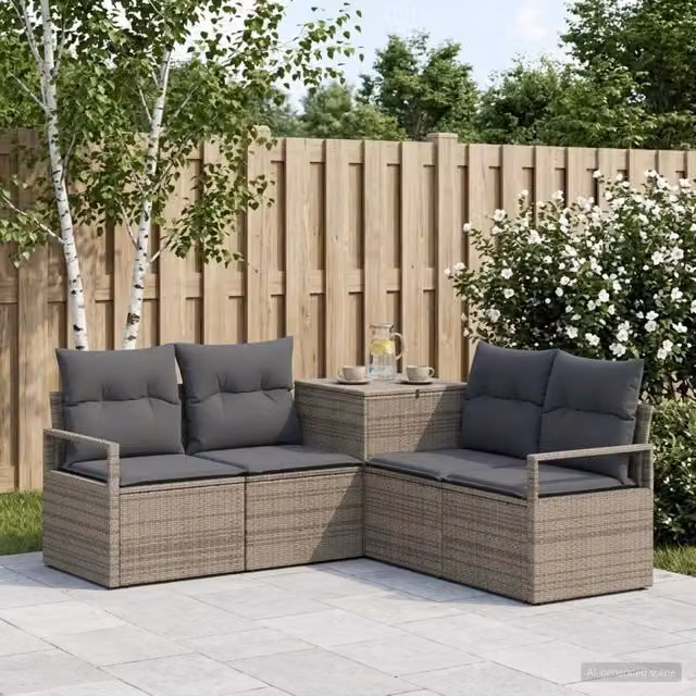Set di divani 5 pz Grigio e Grigio Scuro 177 x 177 x 85 cm 3447798