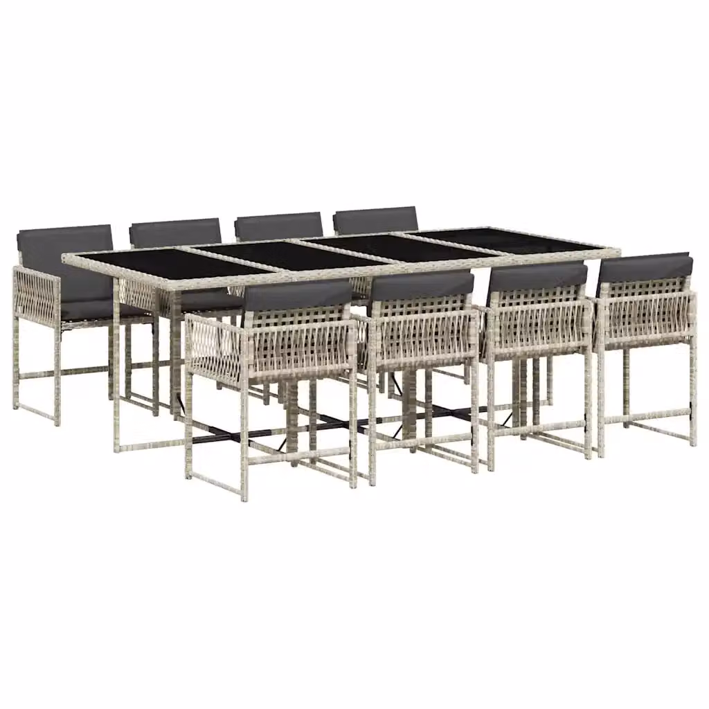 Set Pranzo da Giardino vidaXL in Polyrattan con Piano in Vetro e 9 Pezzi, Grigio Antracite – 2