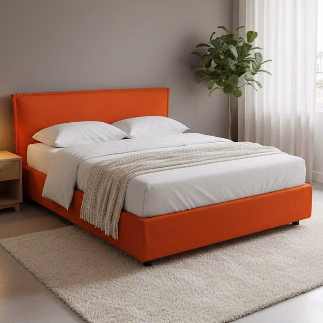 Letto Matrimoniale Brolo DMORA Arancione e Nero L/P: 160 x 200 cm