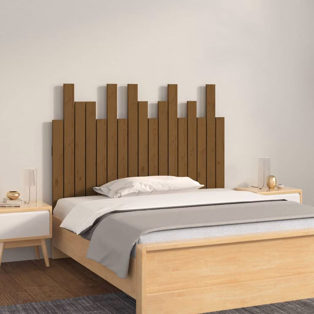Testiera da parete vidaXL in legno massello di pino, colore marrone ambra, L 108 cm x H 80 cm x P 3 cm