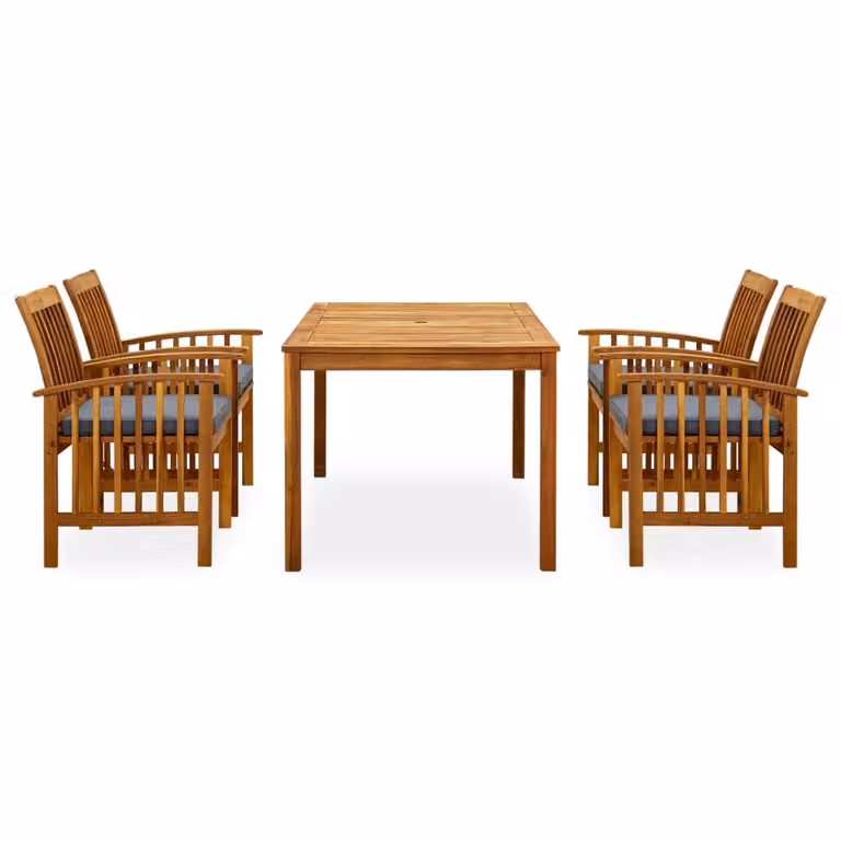 Set da Pranzo da Giardino 5 pz con Cuscini Massello di Acacia