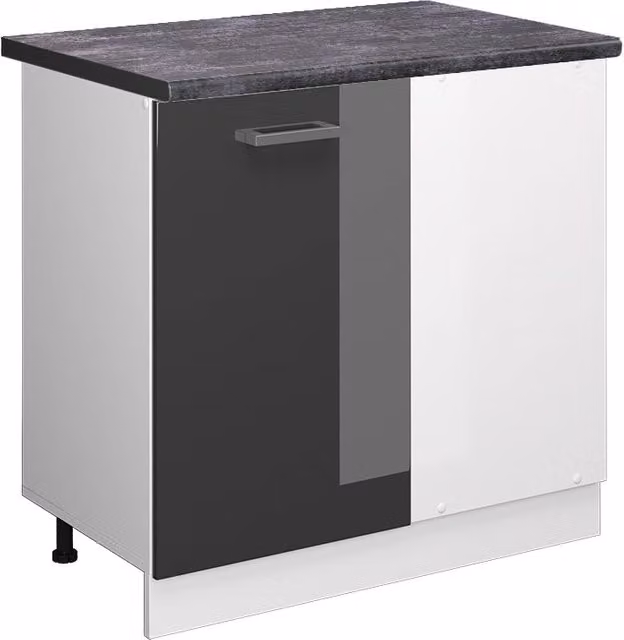 Mobile ad angolo cucina R-Line Antracite lucido/Bianco 86 cm, PL Antracite Vicco