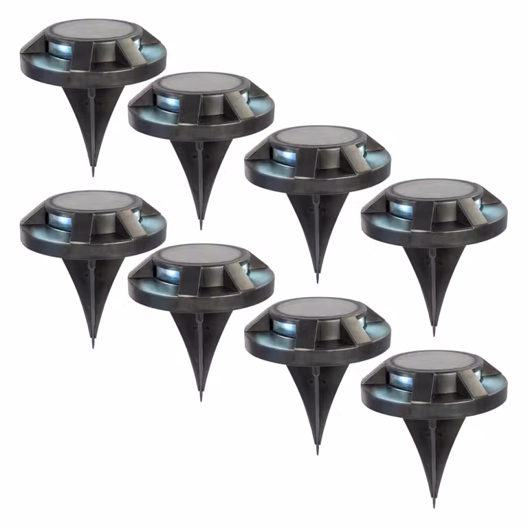 Lampada da terra solare a LED GRUNDIG 120 mm, nera, set da 8 pezzi
