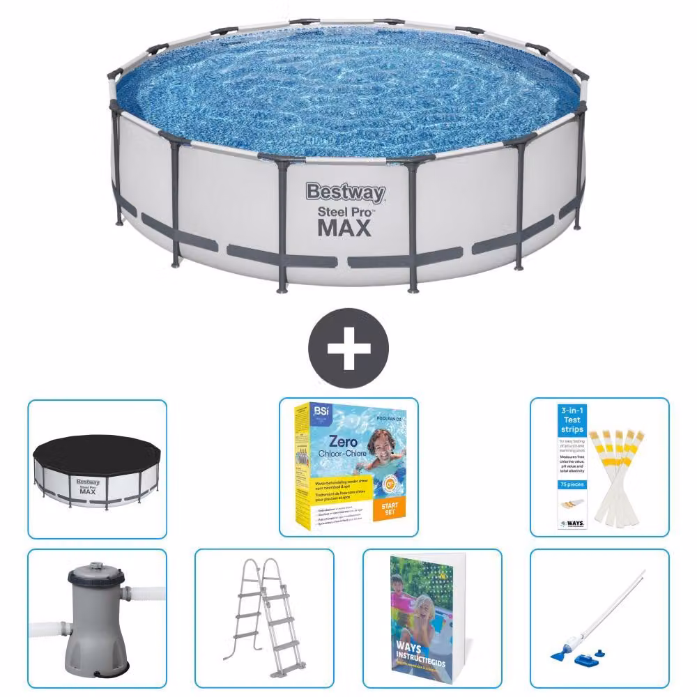Bestway Steel Pro MAX, piscina in acciaio, forma rotonda - 427x122 cm - composta da 6 parti, modello S544