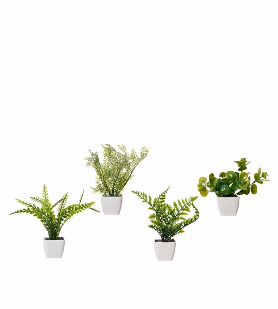 Kaemingk Piante Artificiali - Verde in Vaso Bianco - 20 cm