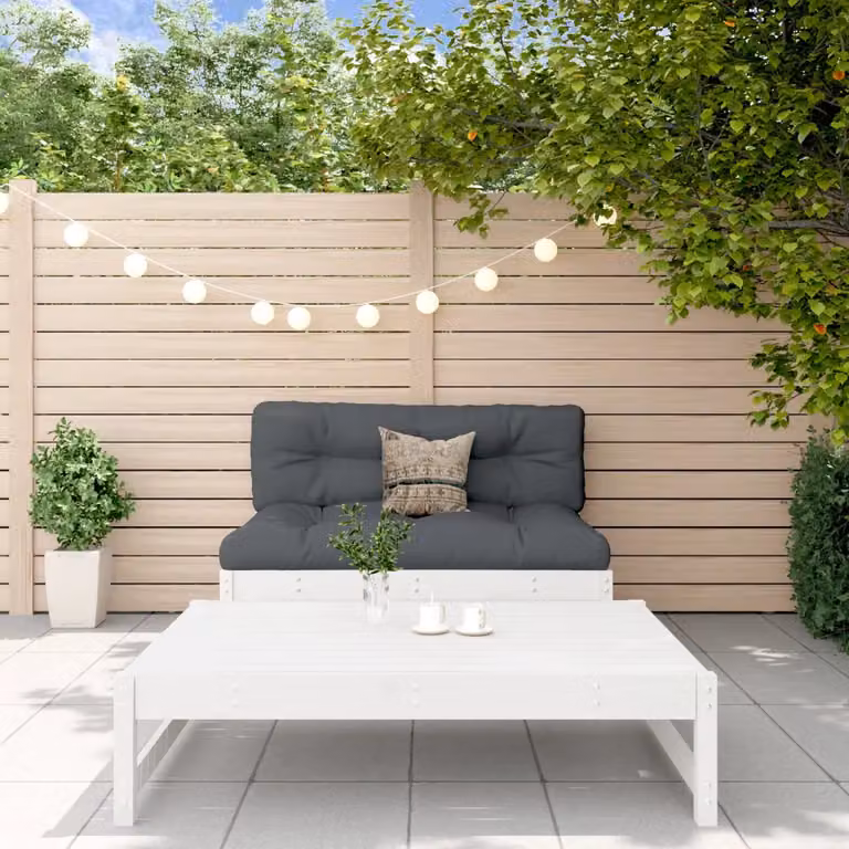 vidaXL Set Salotto da Giardino 2 pz in Legno di Pino Bianco con Cuscini