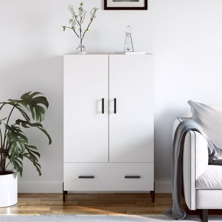 Credenza moderna vidaXL bianca in legno multistrato L: 69,5 cm, P: 31 cm, H: 115 cm