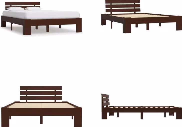 vidaXL Letto in legno massiccio di pino marrone scuro 140x200 cm - Struttura letto - Cornici letto - Struttura letto - Letto