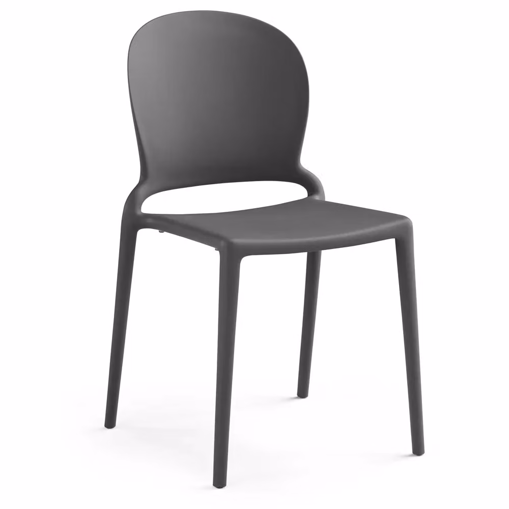 Set di 2 sedie impilabili JASMINE Redokasa in polipropilene colore grigio cemento opaco, design moderno resistente ai raggi UV per cucina, giardino o sala da pranzo – 2
