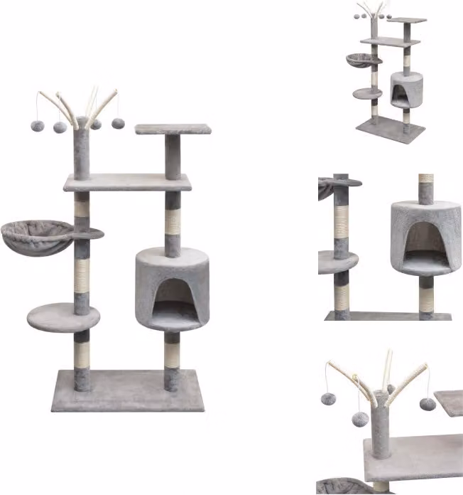 vidaXL Tiragraffi per gatti 125 cm grigio - Tiragraffi