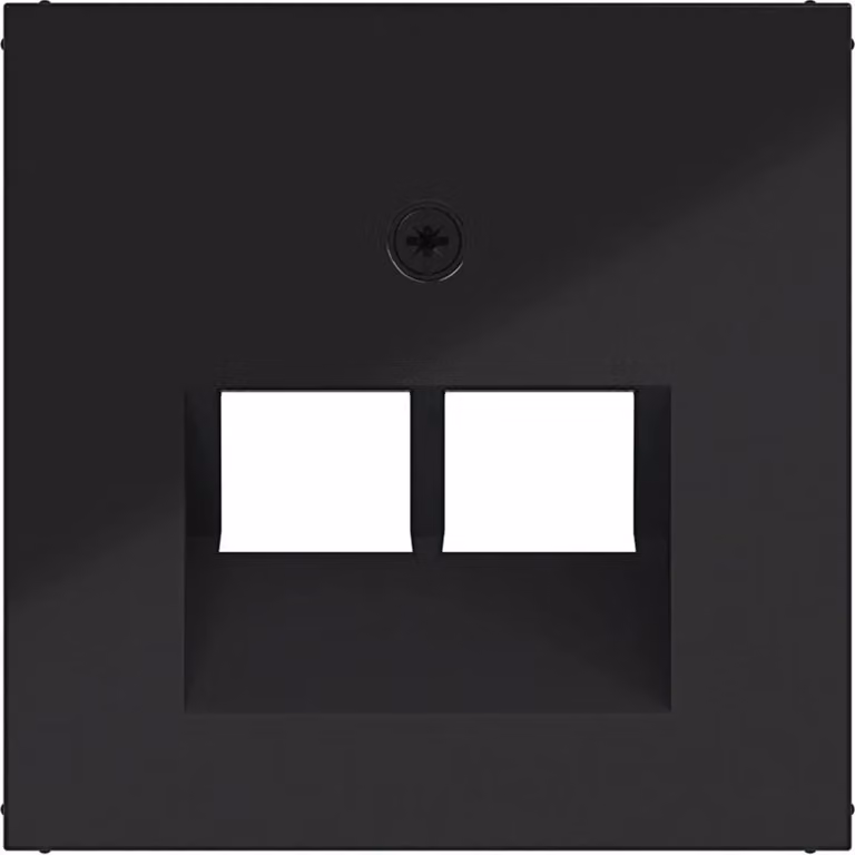 Piastra centrale Hager per presa UAE, doppia, con uscita angolata, A.x/C.x, colore nero lucido, confezione da 10 pezzi.