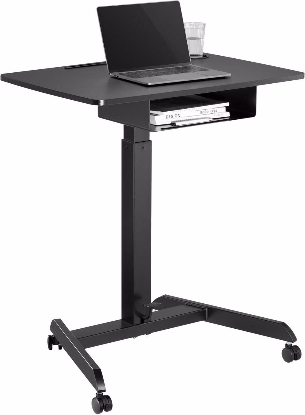 Scrivania per laptop regolabile in altezza con rotelle e cassetto Scrivania da tavolo - Altezza regolabile fino a max. 113 cm / Max. 8 kg - Nero