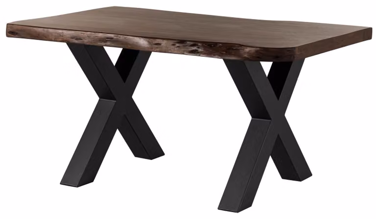 MASSIVMOEBEL24 | Tavolo da pranzo in legno acacia - laccato marrone / ferro X - antracite mat 140x100x77 FREEFORM 5