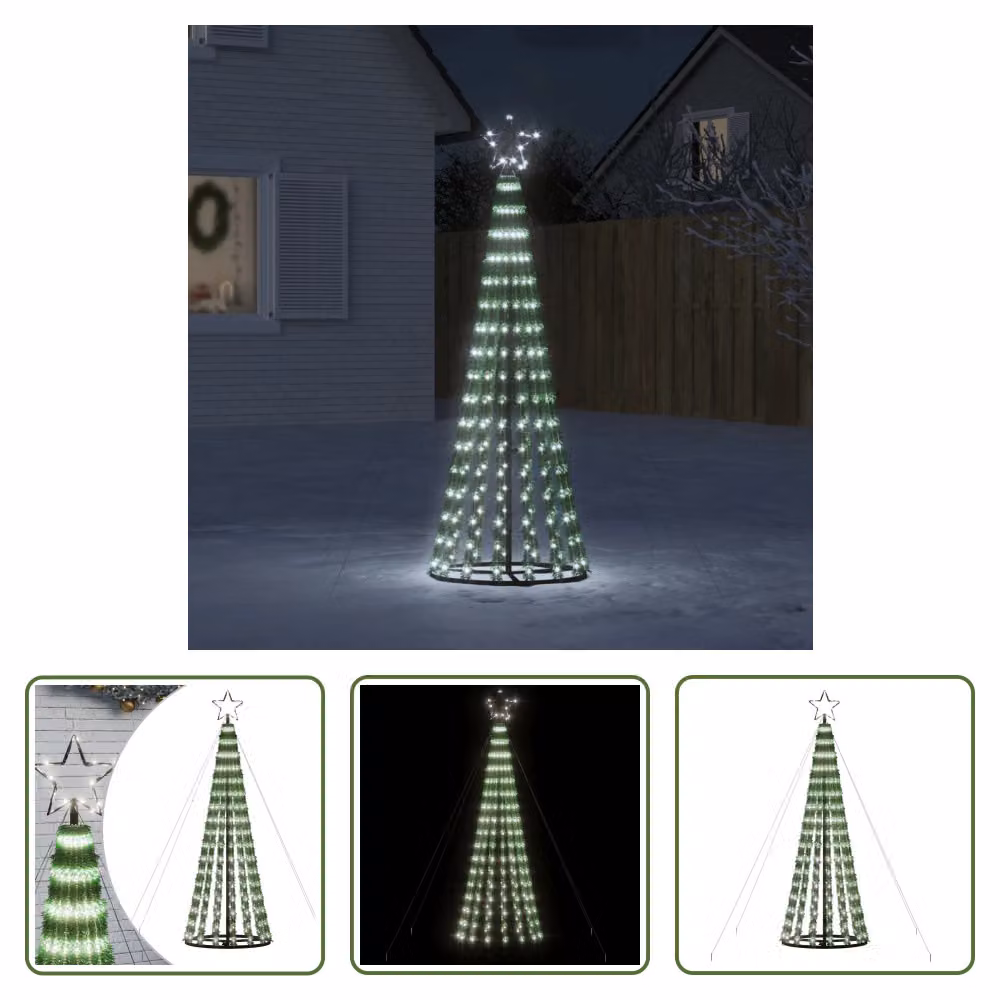 The Living Store Albero di Natale a forma di cono 275 LED bianco freddo 180 cm