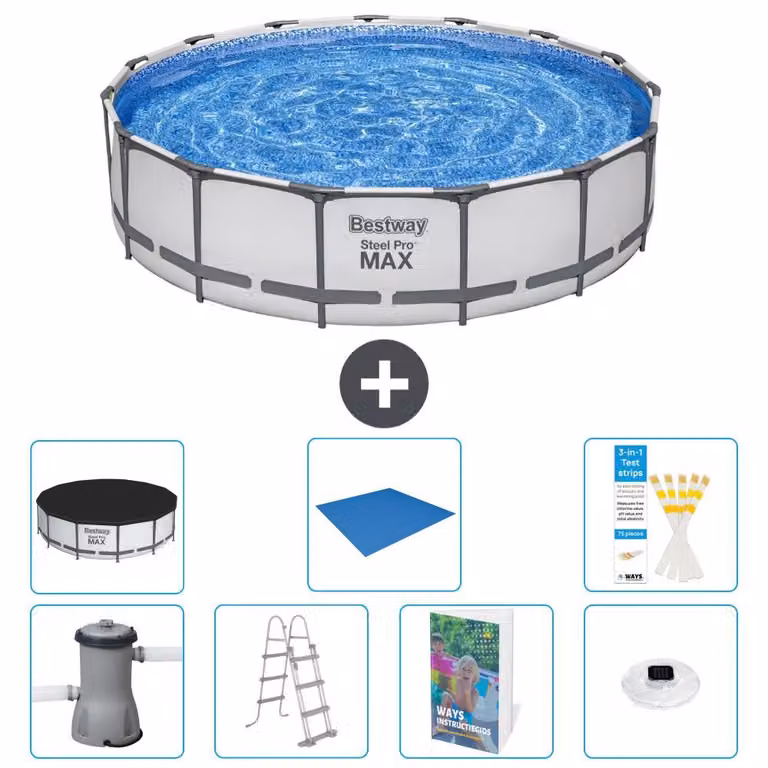 Piscina gonfiabile Bestway Steel Pro MAX, rotonda, 457x122 cm, composta da 6 parti, modello S596