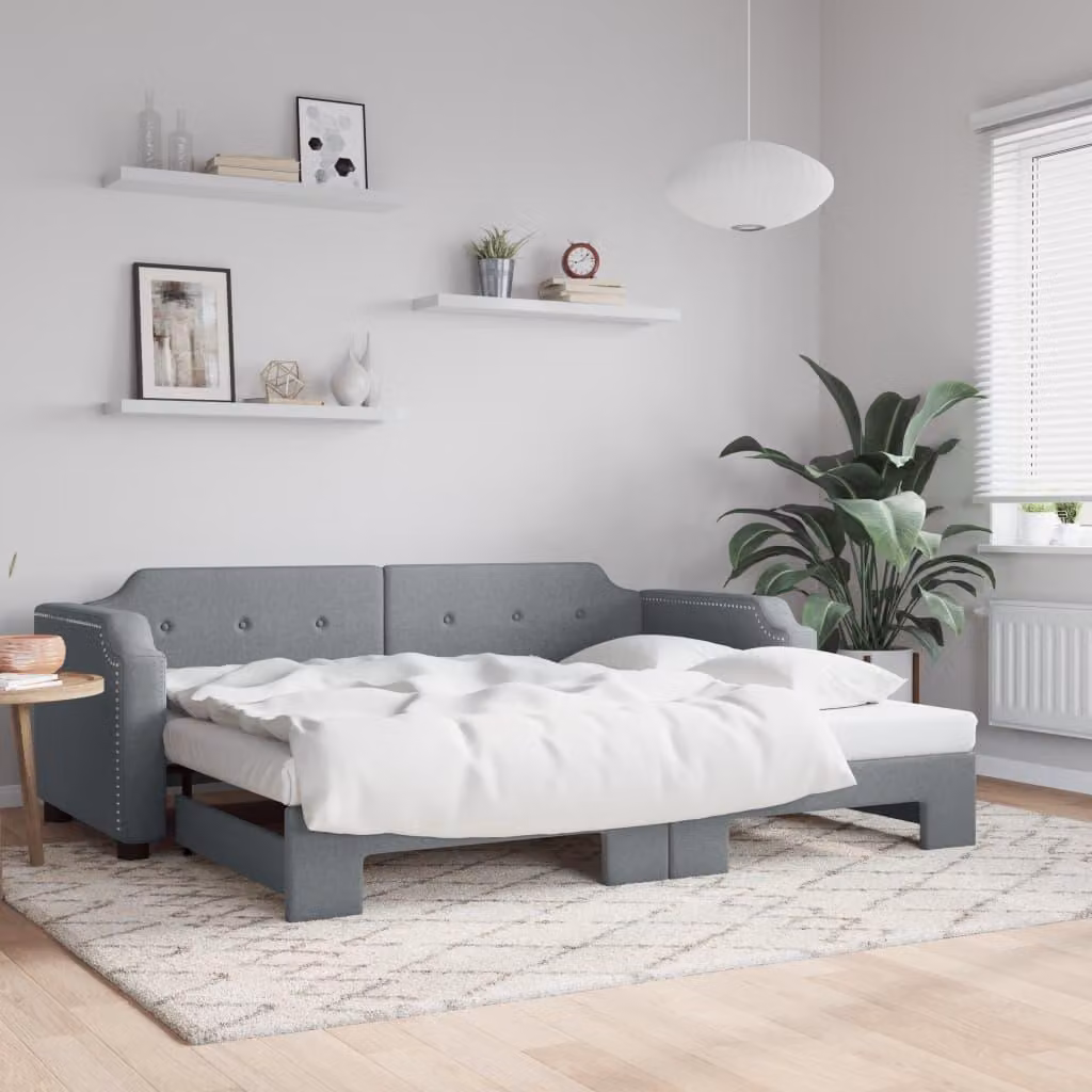 Maison Exclusive - Divano letto estraibile grigio chiaro 100x190 cm in tessuto