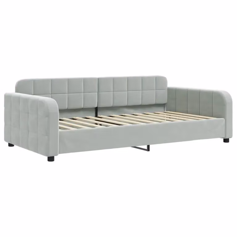 Letto moderno vidaXL in velluto grigio per camera da letto o soggiorno L/P/H: 200 x 110 x 71 cm