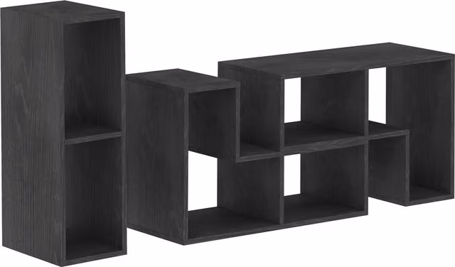 Mobile TV HOMCOM modulabile per schermi fino a 75 pollici con 2 ripiani a L e mensola rettangolare, in legno, Nero, L: 134-180 cm, P: 30.5 cm, H: 44 cm – 1