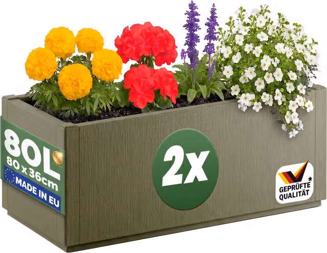Set da 2 vasi CASARIA tub in plastica, colori antracite e verde, H: 80 cm, L: 36 cm, P: 36 cm – 1