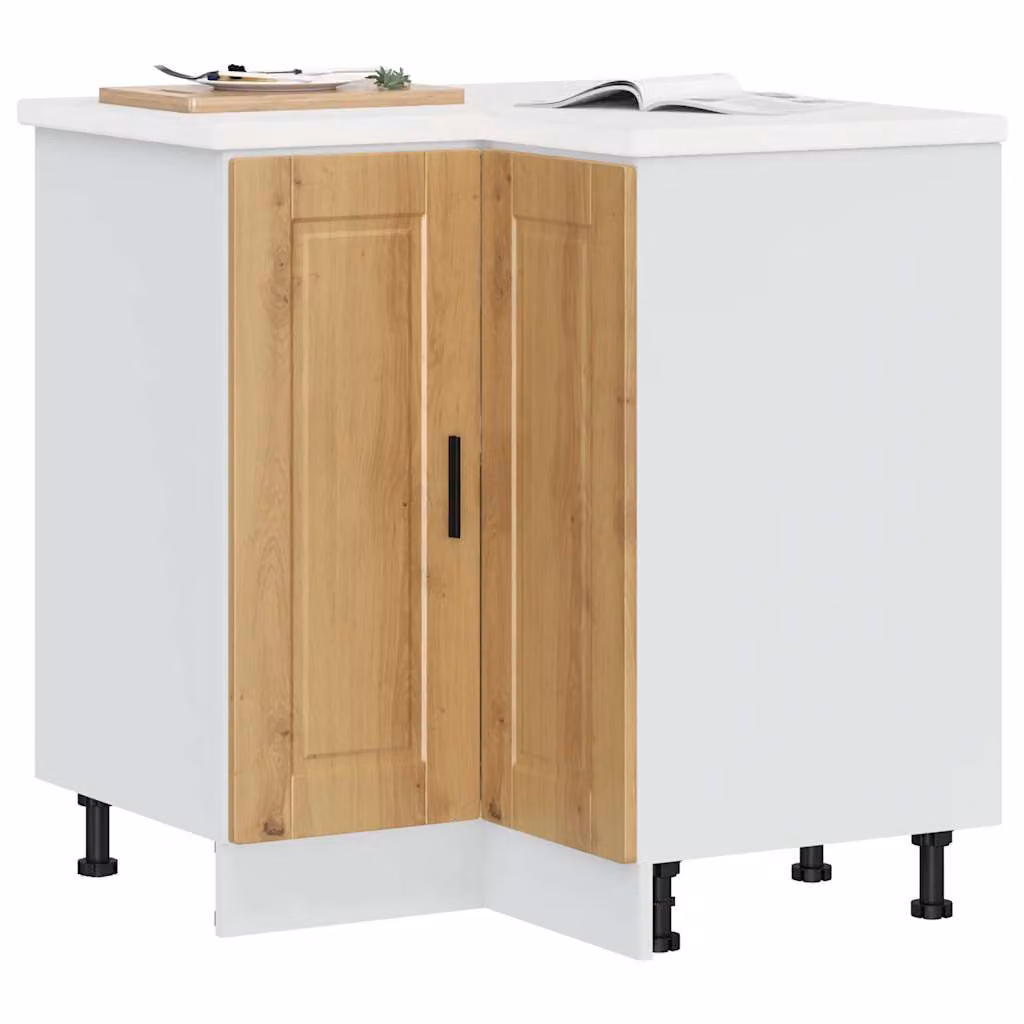 Base Angolo per Cucina Moderna vidaXL in Legno e MDF, Colore Marrone e Bianco