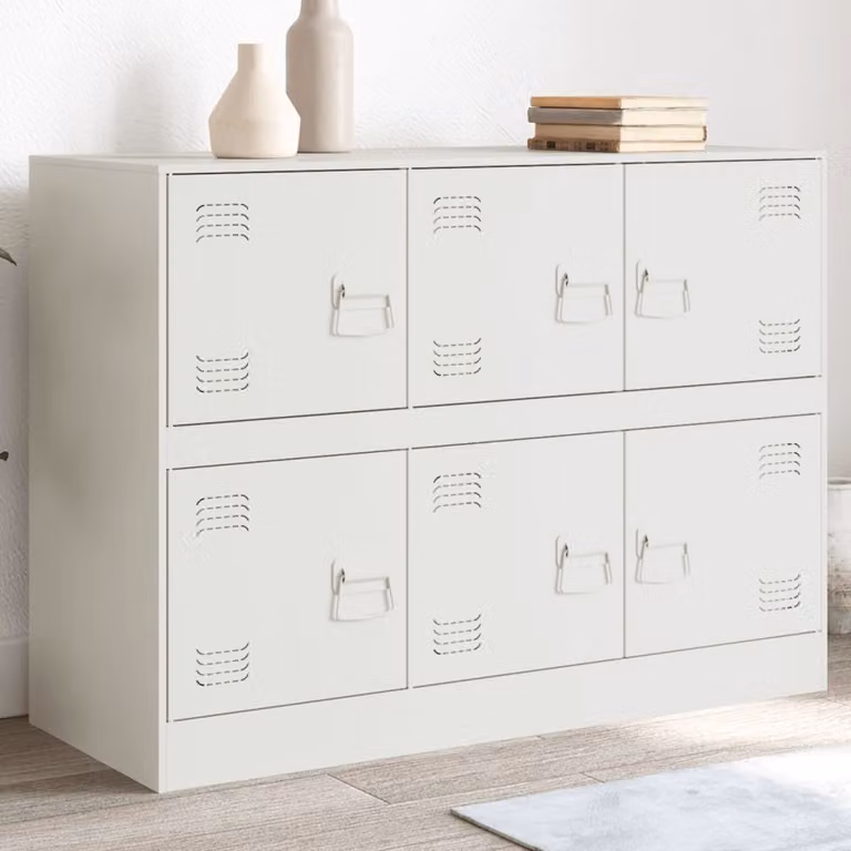 Credenza moderna vidaXL in metallo bianco L: 99 cm, P: 39 cm, H: 73 cm