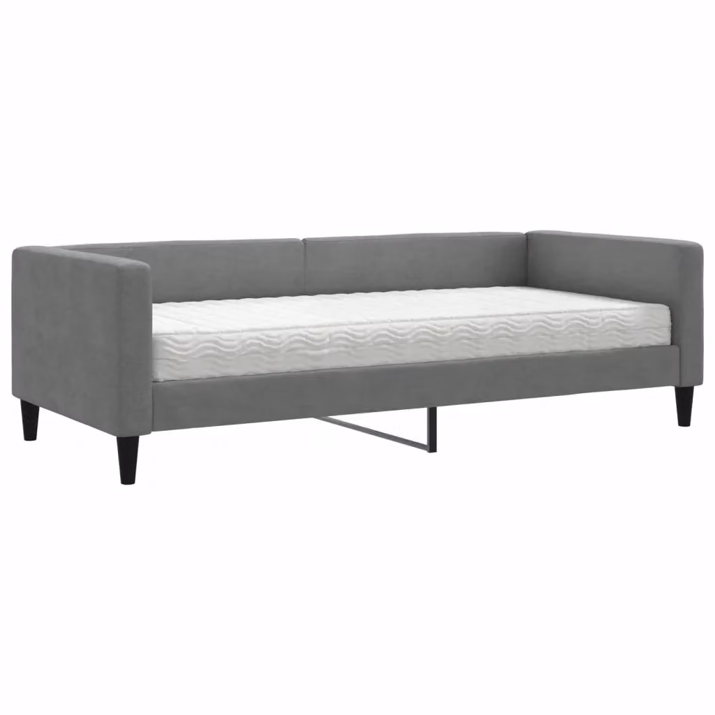 Divano Letto Moderno vidaXL in Tessuto Grigio con Funzione Letto e Materasso in Schiuma L/P/H: 90 x 200 cm – 2