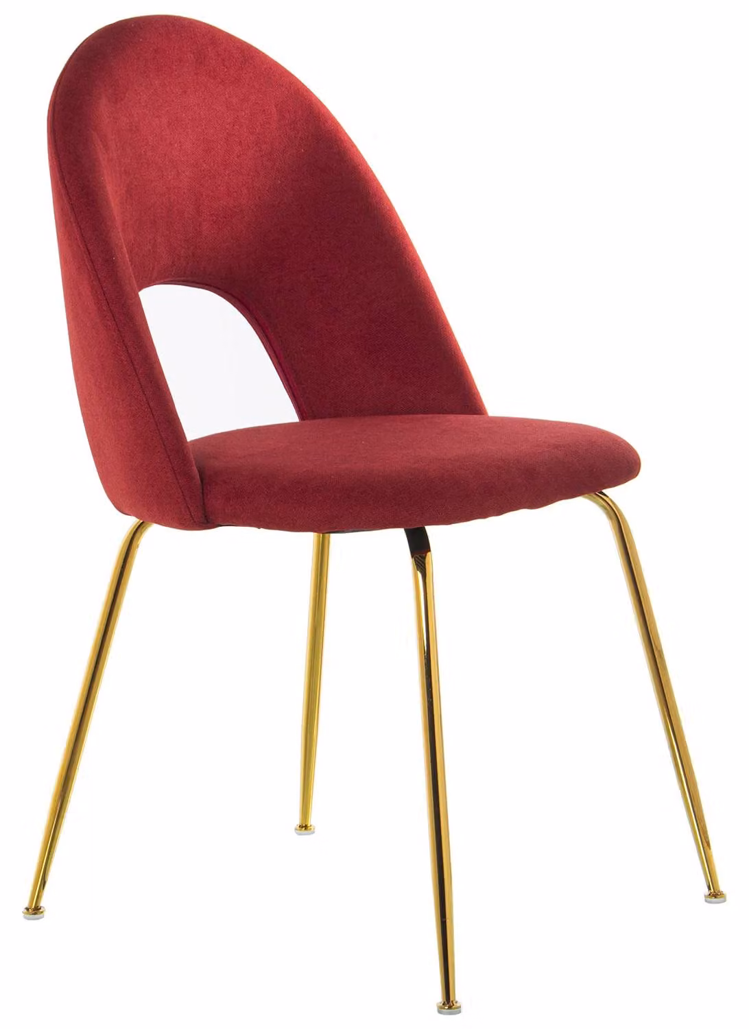 Set di 4 sedie in velluto e metallo, colore rosso/oro, dimensioni 50x51x86 cm