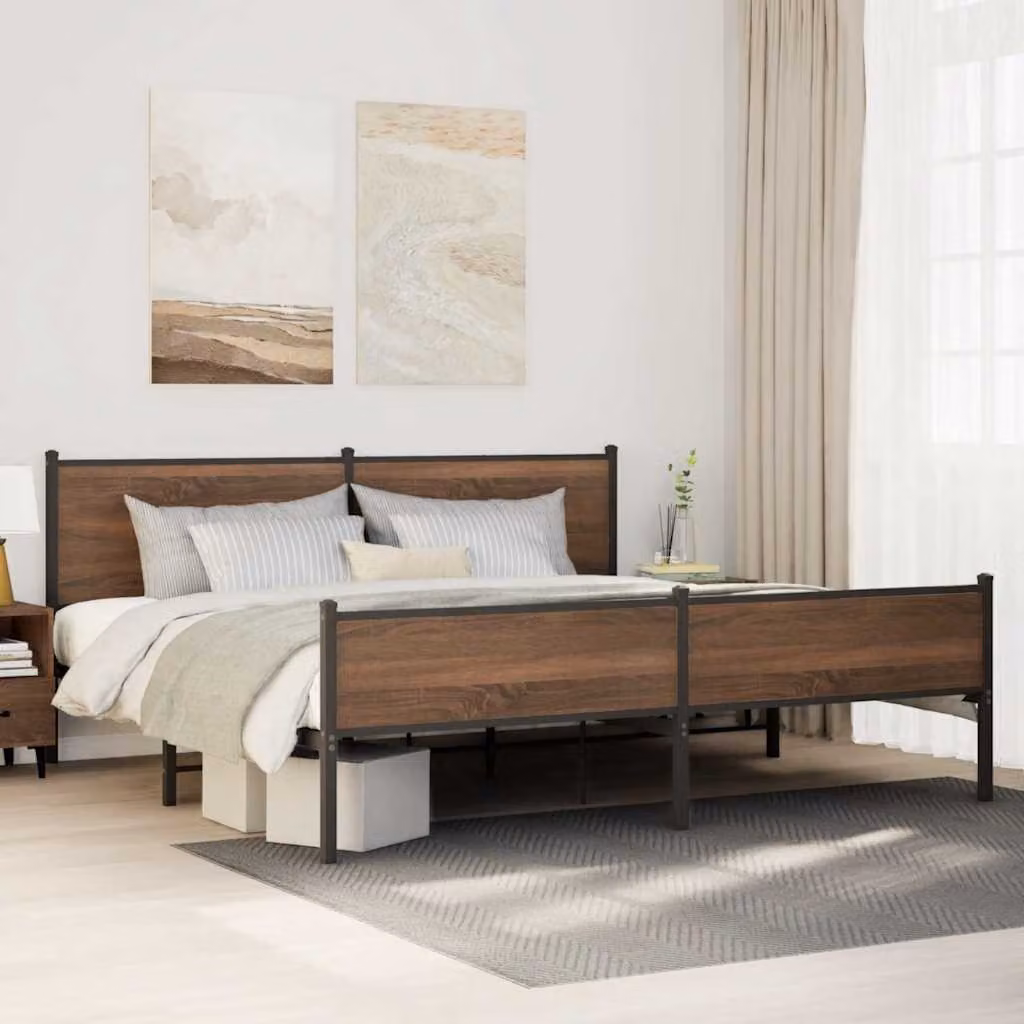 vidaXL Giroletto in Metallo Rovere Marrone L/P: 200 x 200 cm