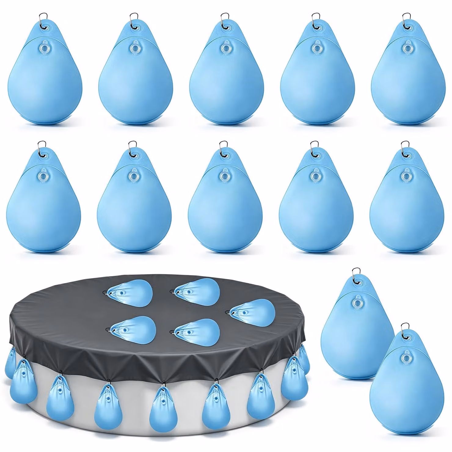 12 pesi per coperture di piscine, con sacchetto per l'acqua, dimensioni 34 x 23 cm, realizzati in PVC resistente al freddo