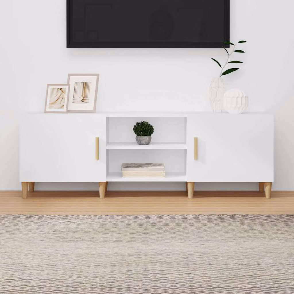 vidaXL Mobile Porta TV Bianco in Legno Multistrato con Ruote L: 150 cm, P: 30 cm, H: 50 cm