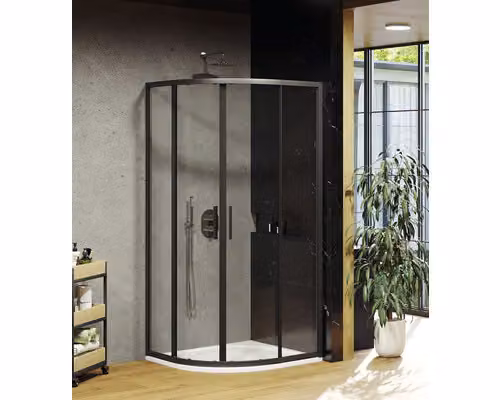 Cabina doccia con ingresso angolare RAVAK BLSCP4 - 90 Blix Slim 90 cm colore telaio vetro nero decoro vetro chiaro X3BM70300Z1