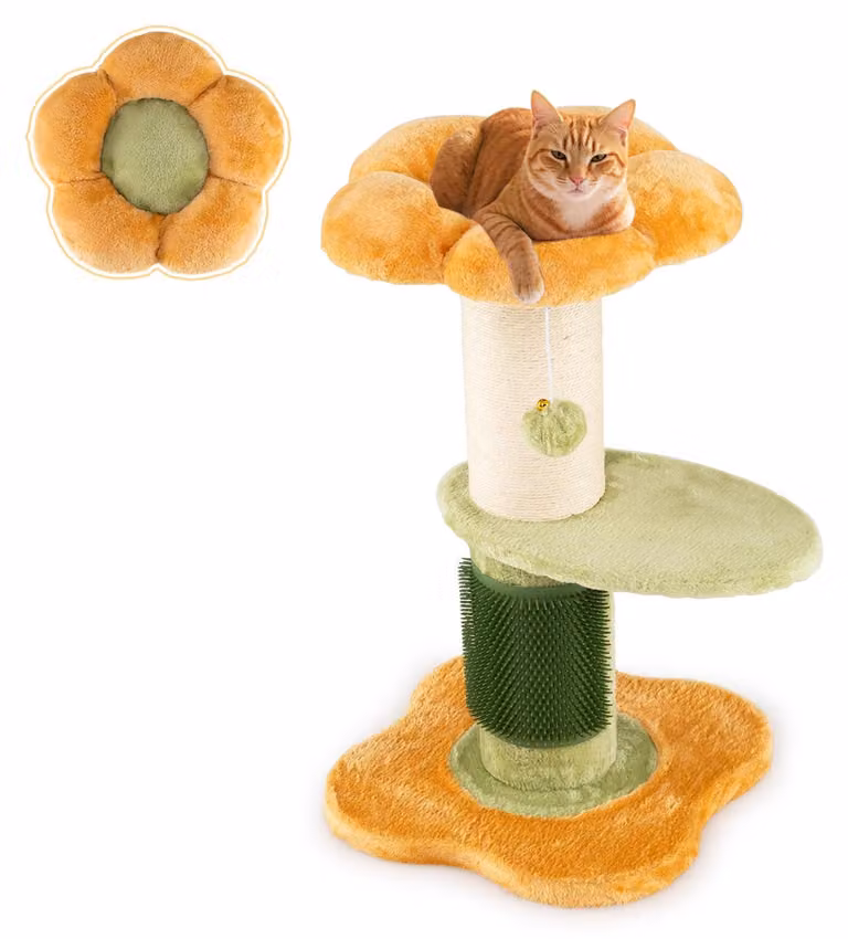 FANTASK, tiragraffi piccolo per gatti, con fusto in sisal spesso, seduta in peluche