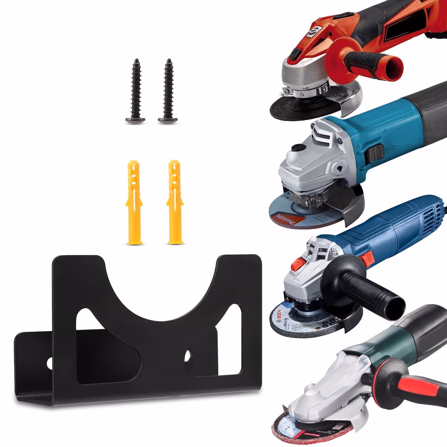 Supporto a parete in acciaio inossidabile per smerigliatrice angolare professionale, modello da 115-125 mm