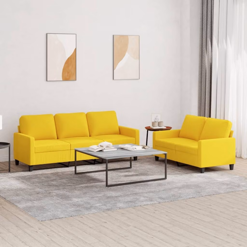 Maison Exclusive - Set divano a 2 posti con cuscini in tessuto giallo chiaro