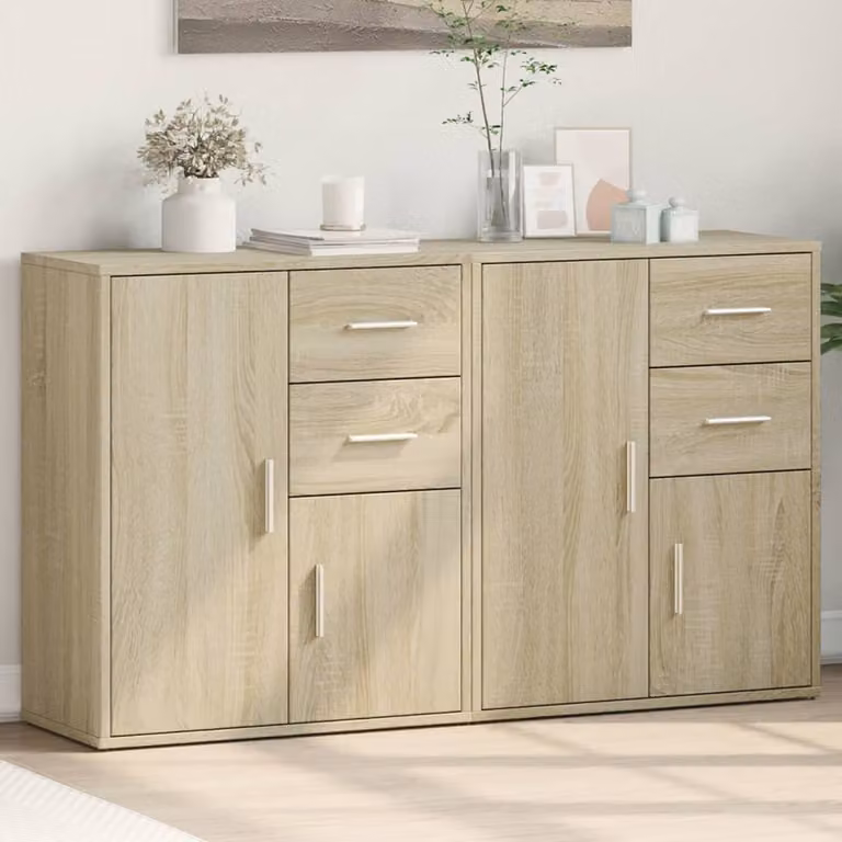 Set di 2 credenze vidaXL in legno multistrato e MDF, colore beige e marrone, design moderno da parete, L: 60 cm, P: 30 cm, H: 70 cm